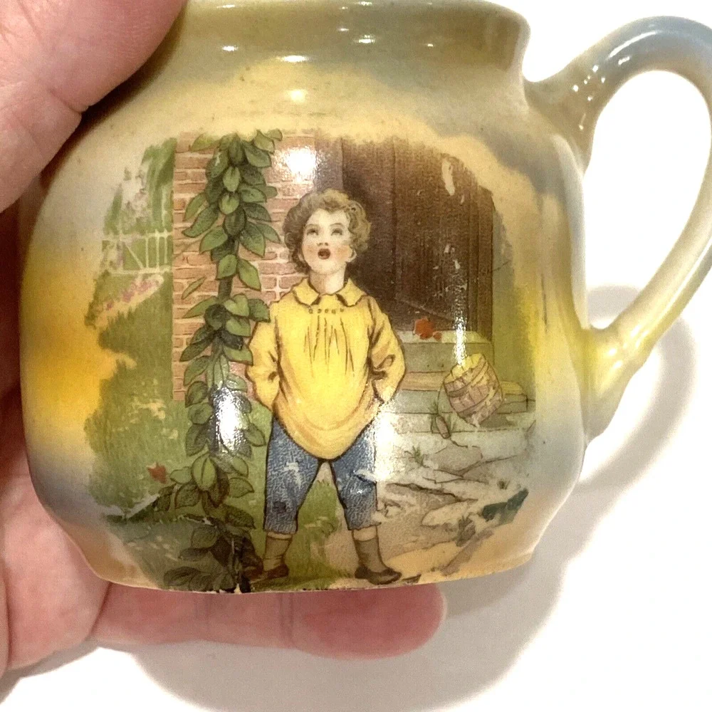 Antique Jack & the Beanstalk creamer 1910's by Three Crown China in Germany